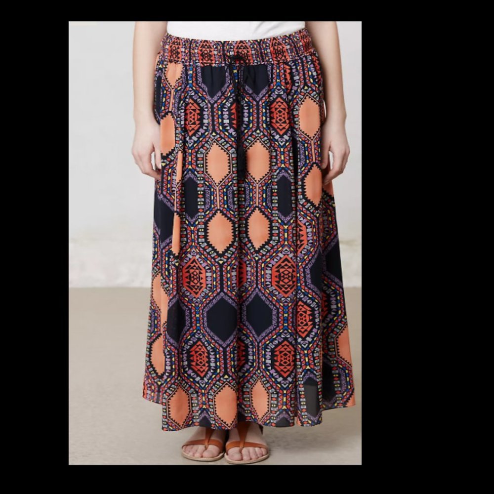 Anthropologie Maeve Hexprint Maxi Skirt